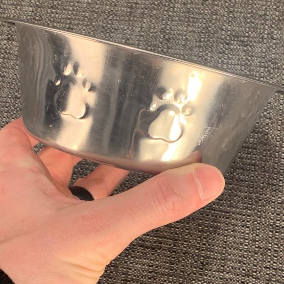 ASPCA Stainless Steel Dog Bowl - feeder paw print embossed pet cat - Picture 5 of 6